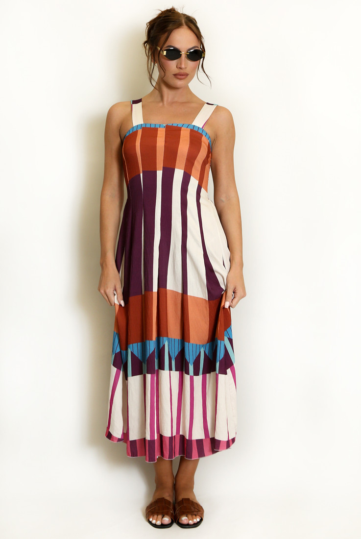 Abstract Print Midi Dress