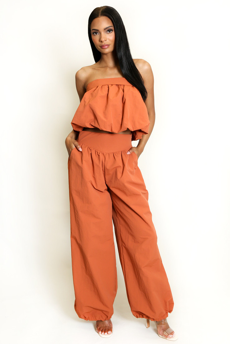 Bandeau Crop Top and Balloon Trouser Set