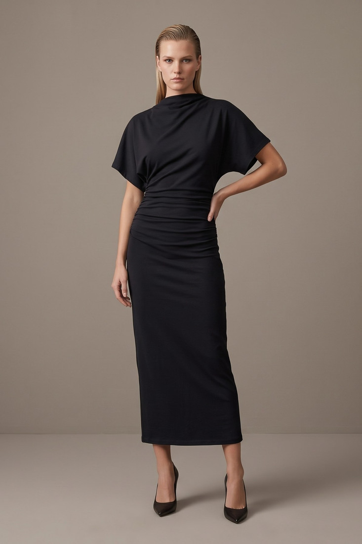 Gathered Waist Midi Dress