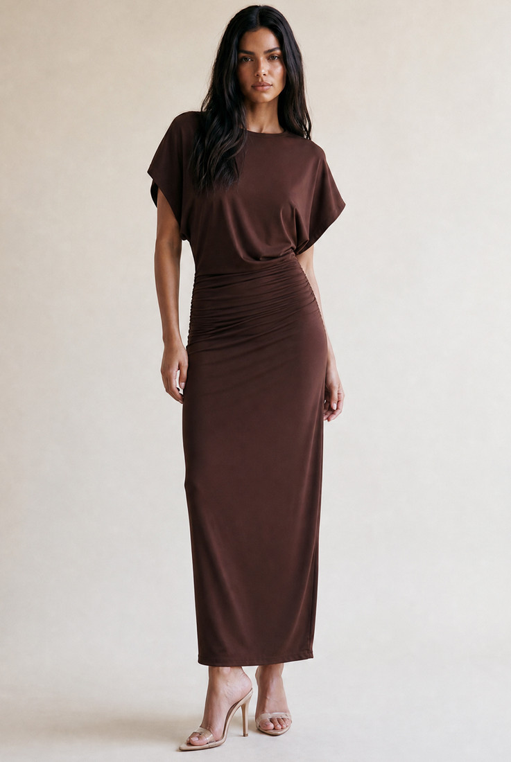 Gathered Waist Midi Dress