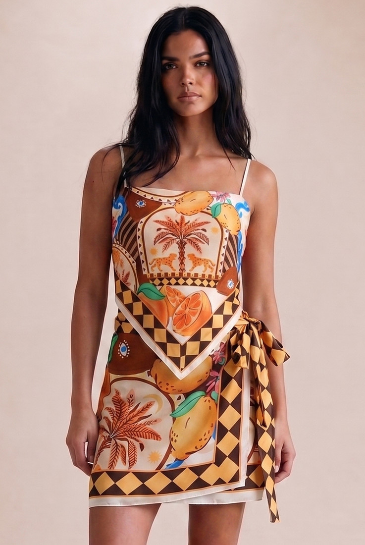 Tribal Print Hanky Top and Tie Skort Set