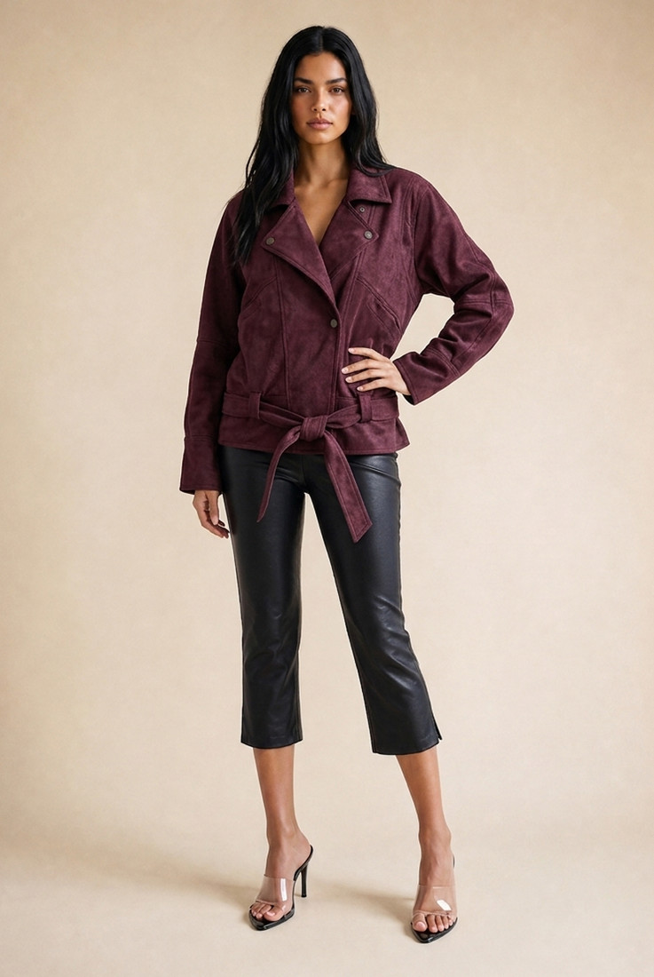 Faux Suede Biker Jacket