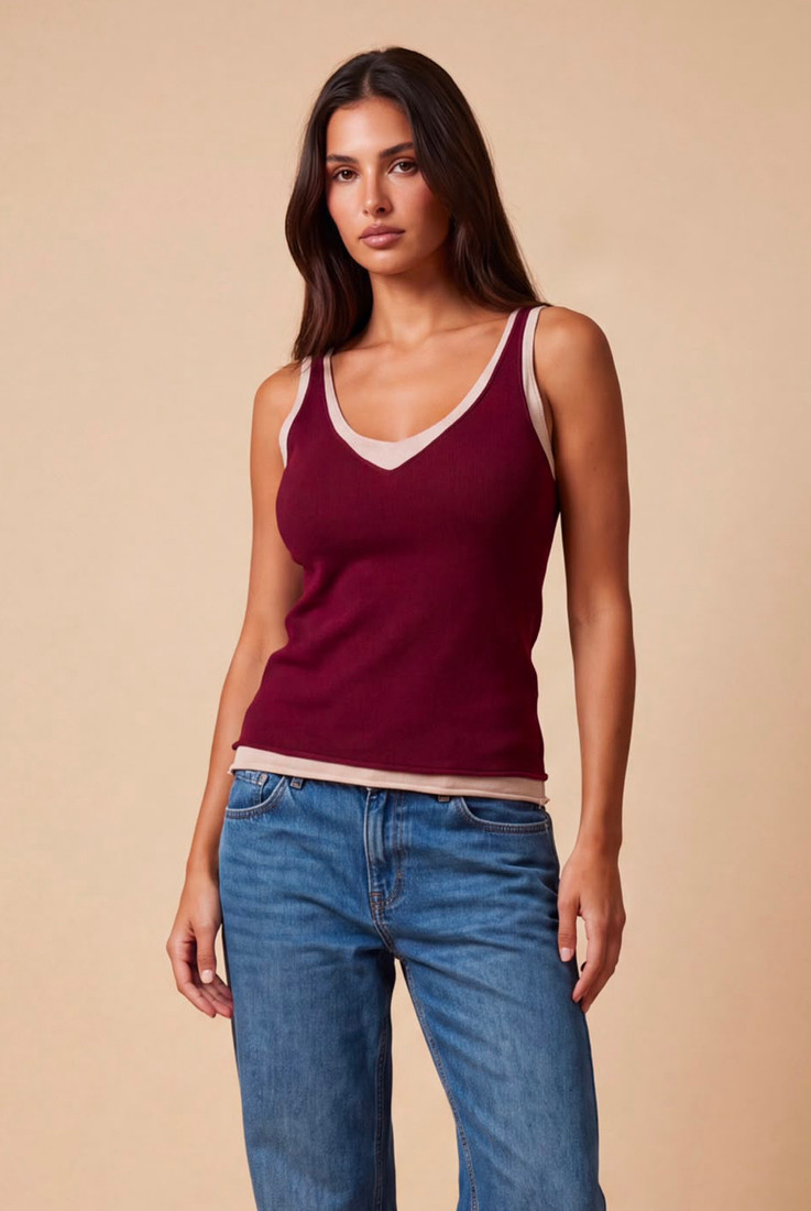 Contrast Soft Ribbed Tank Top