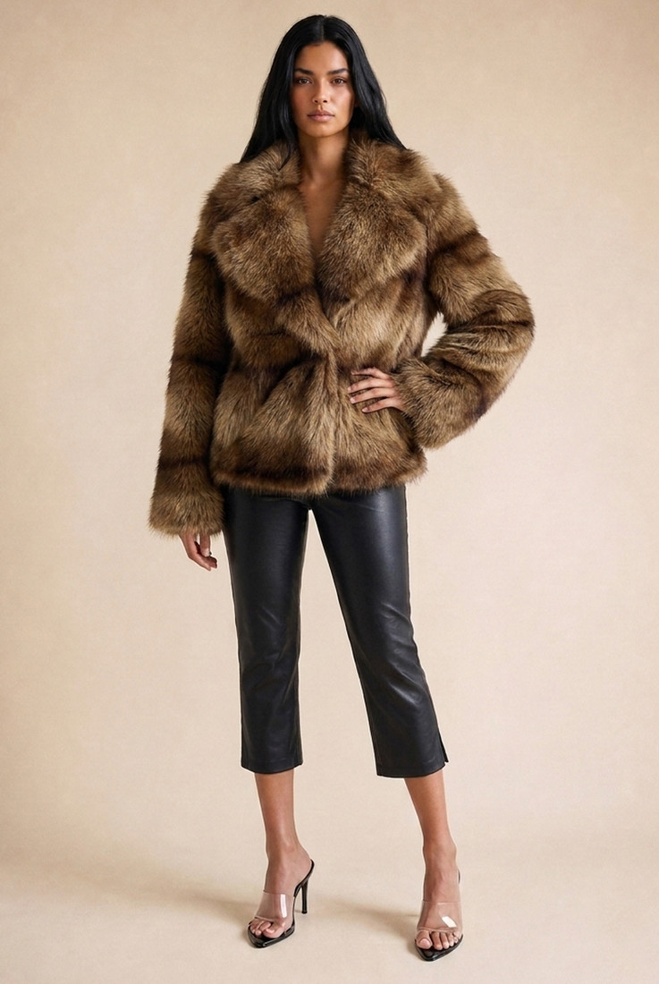 Striped Faux Fur Jacket