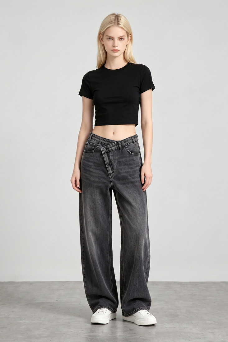 Overlap Wide Leg Jeans