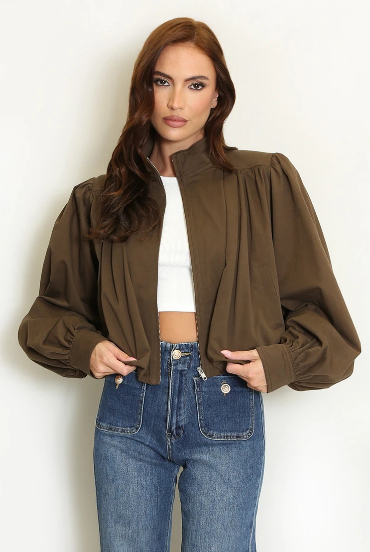 Pleated Bubble Hem Jacket