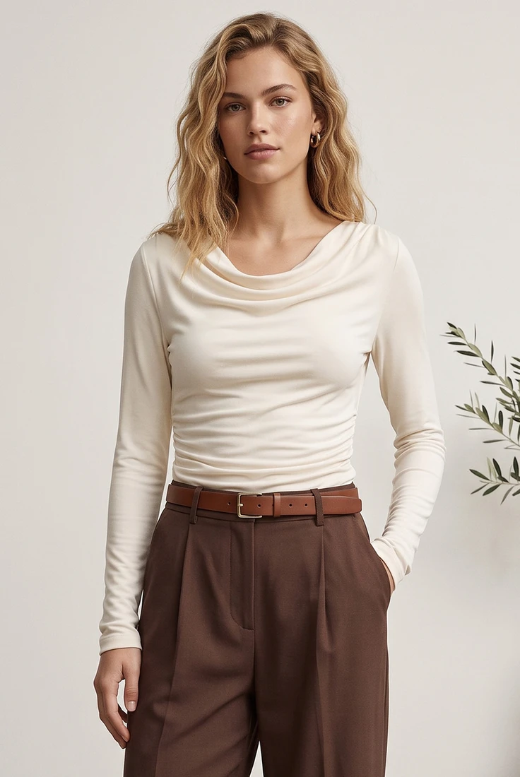 Boat Neck Long Sleeve Top