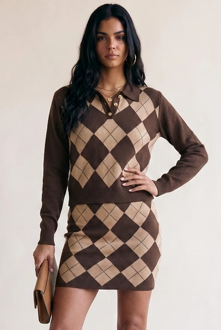 Argyle Polo Neck Sweater