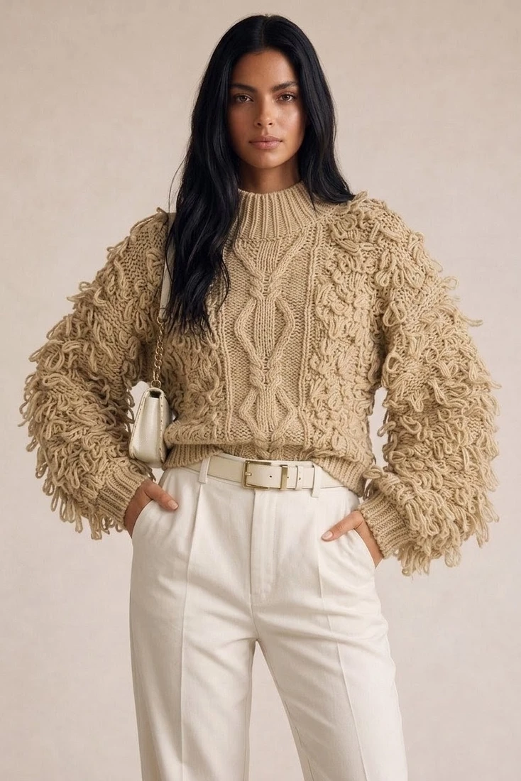 Chunky Loop Knit Cable Sweater 