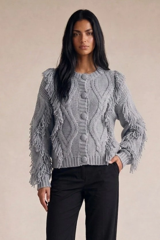 Chunky Loop Knit Cable Cardigan 