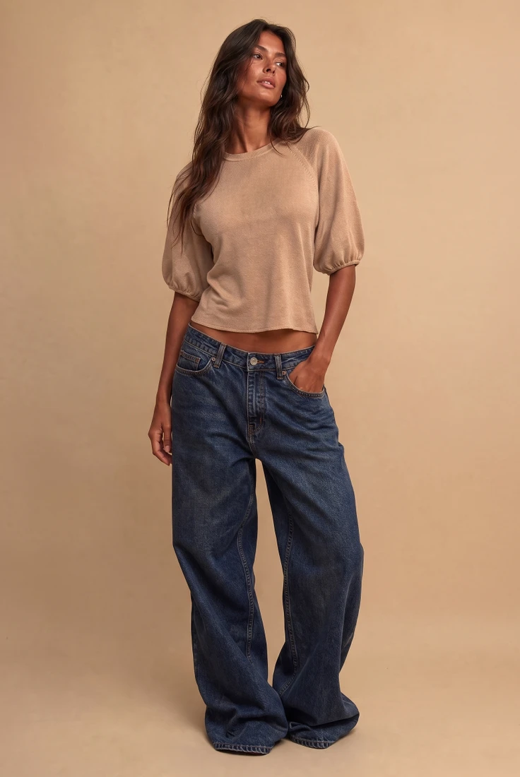 Puff Sleeves Cropped Blouse
