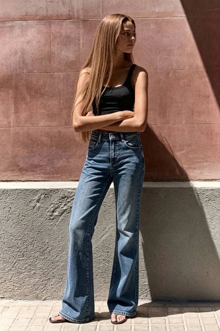 Elephant Leg Fit Denim Jeans