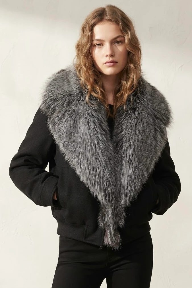 Chunky Faux Fur Collar Puffer Jacket