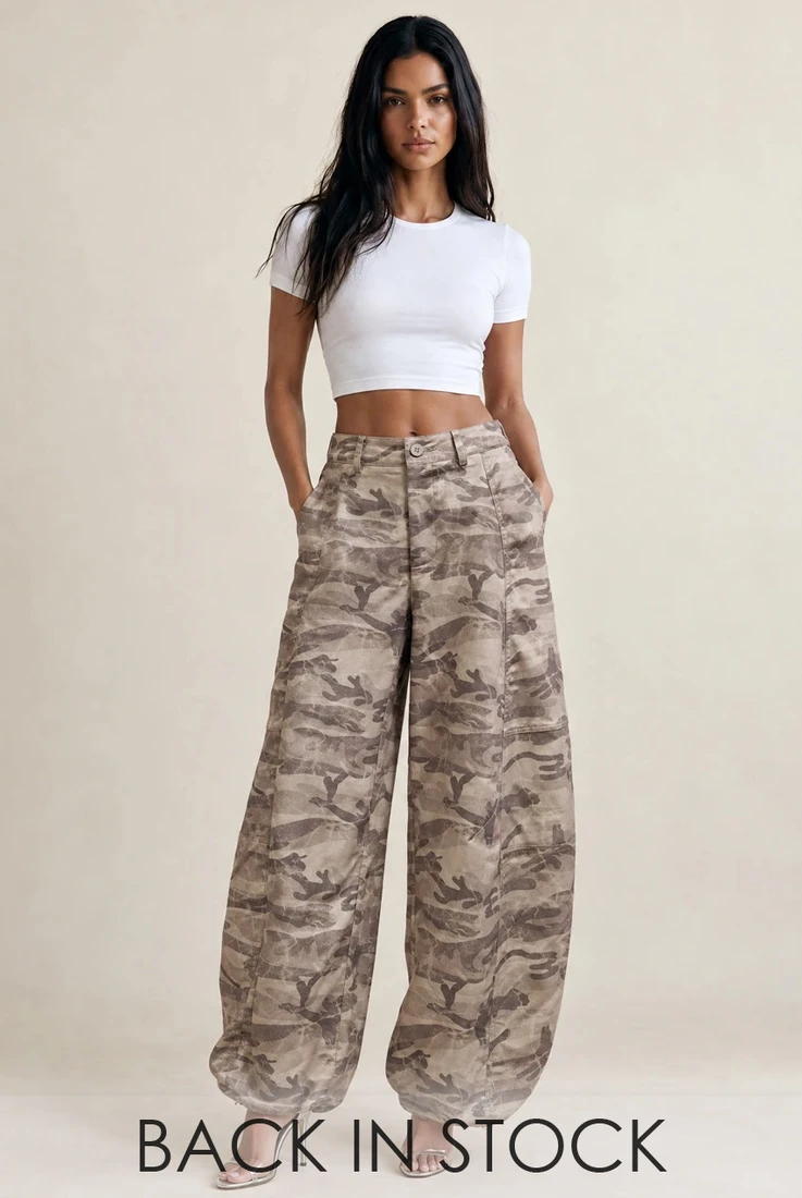 Camouflage Barrel Leg Cargo Trouser