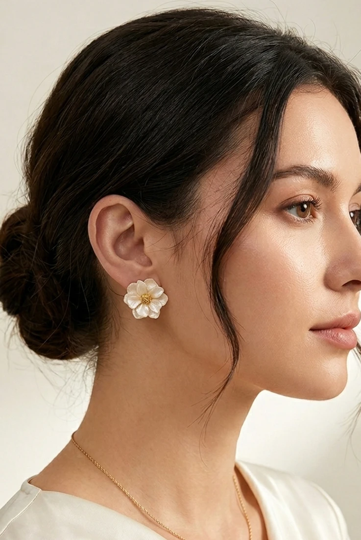 Acrylic Camellia Earring 