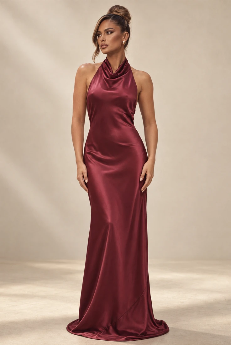 Satin Cowl Neck Maxi dress