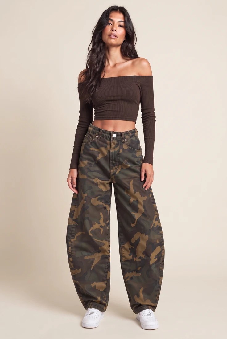 Camouflage Balloon Leg Jeans