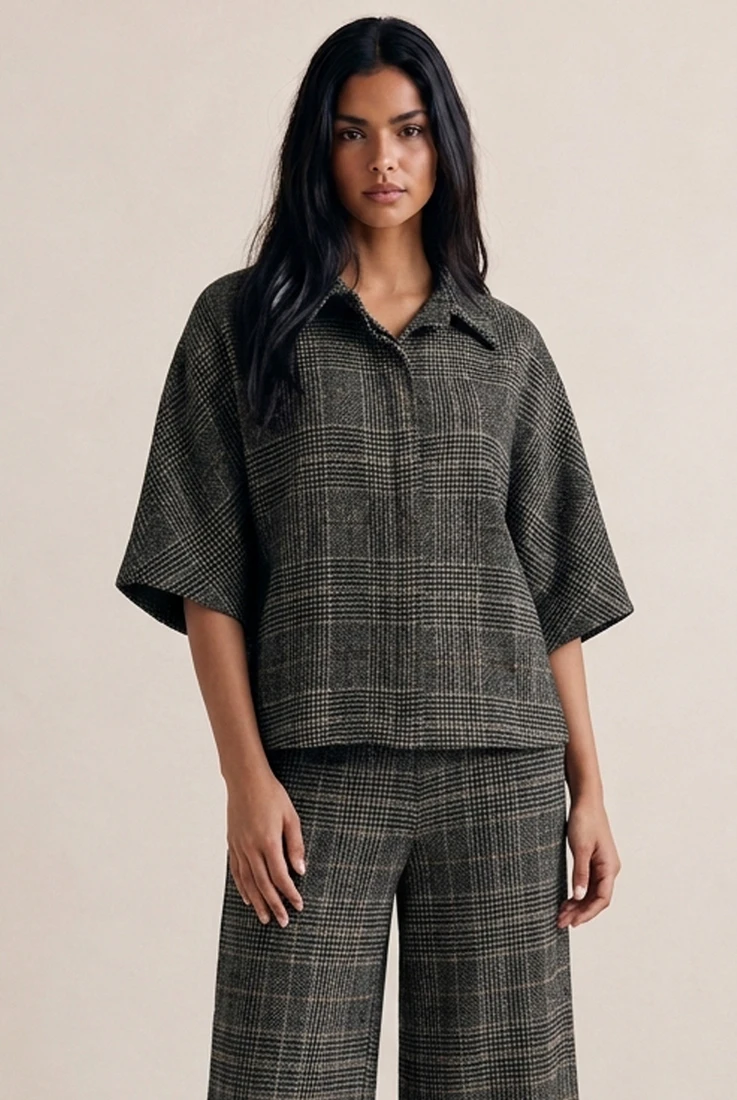 Tweed Check Oversized Shirt 