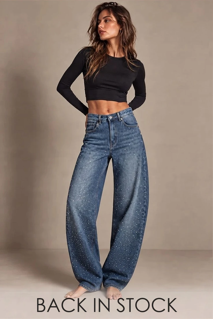 Baggy Balloon Studded Jeans