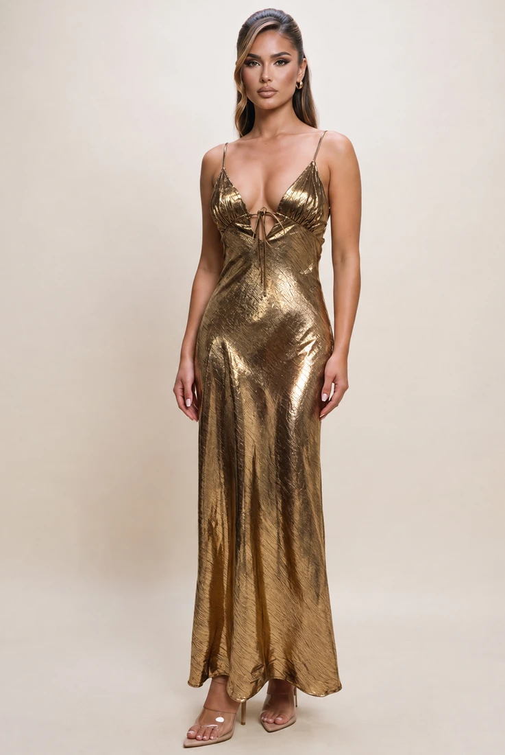 Foil Cut Out Back Maxi Dress