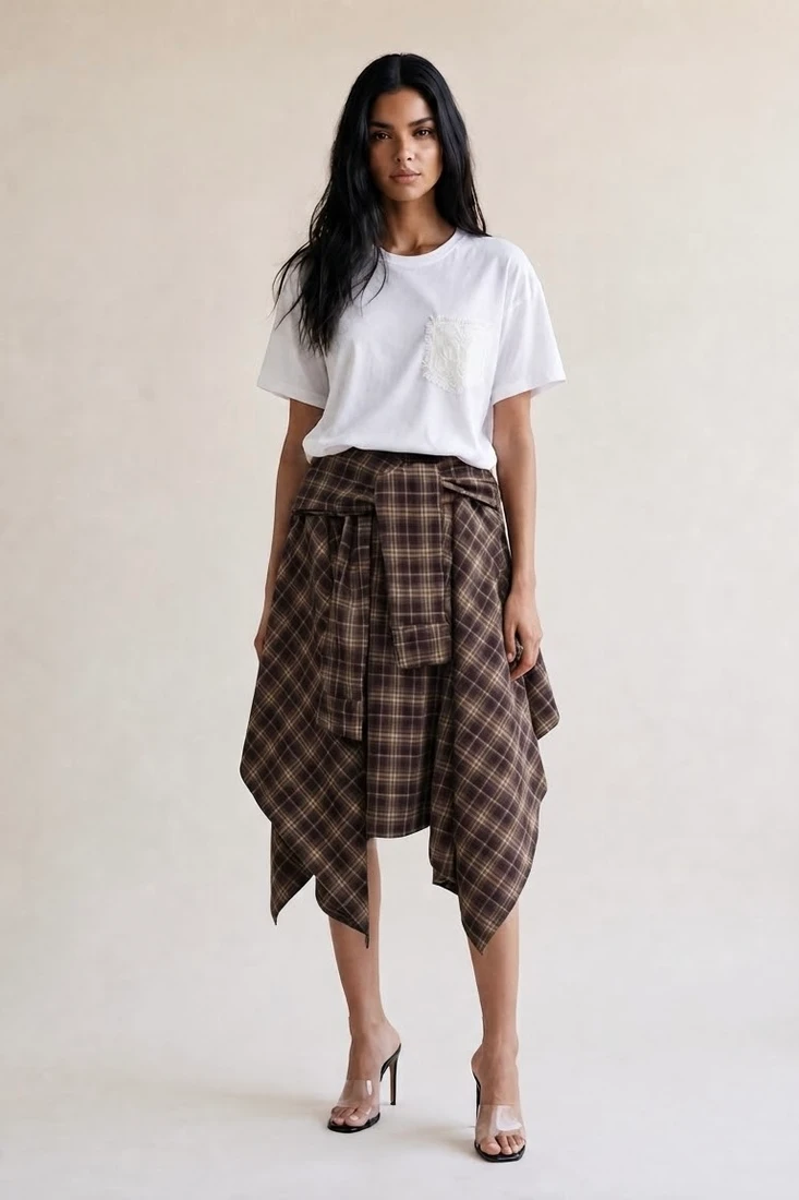 Tartan Check Tie Skirt