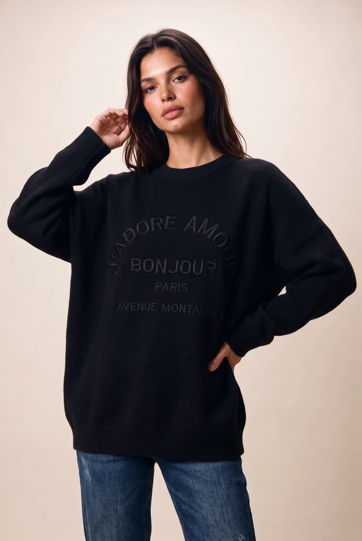 Adore Slogan Crew Neck Jumper
