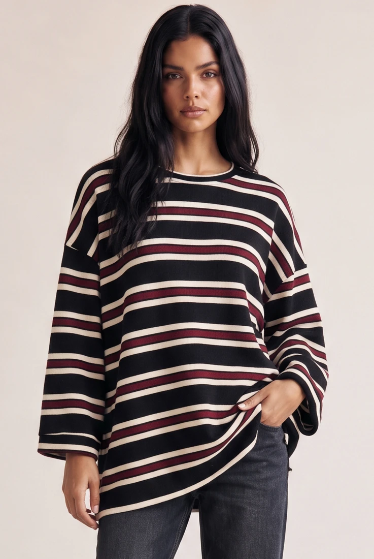 Oversized Striped Long Sleeve Top