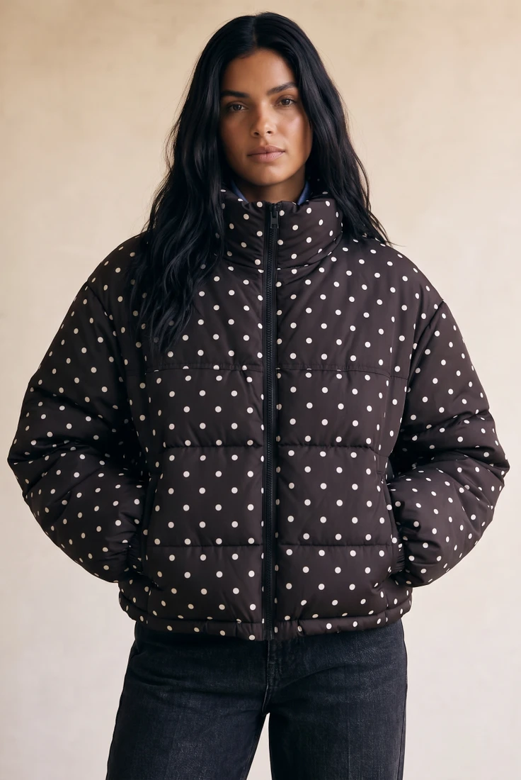 Polka Dot Puffer Jacket