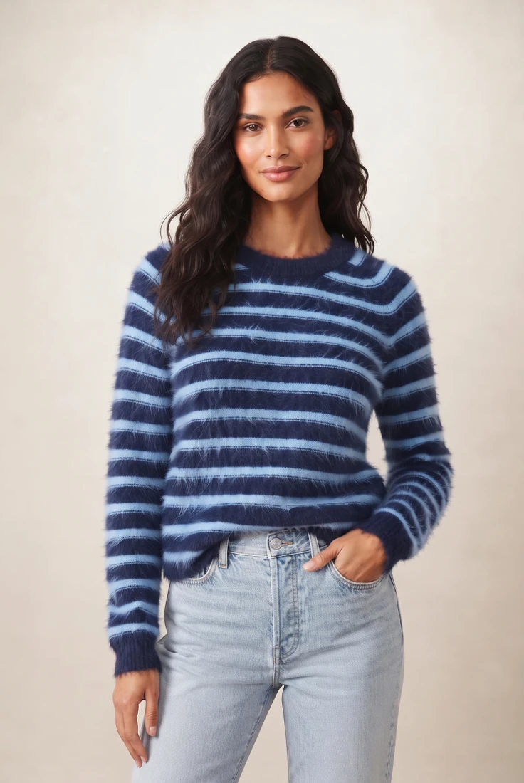 Stripes Mohair Crew Neck Jumper