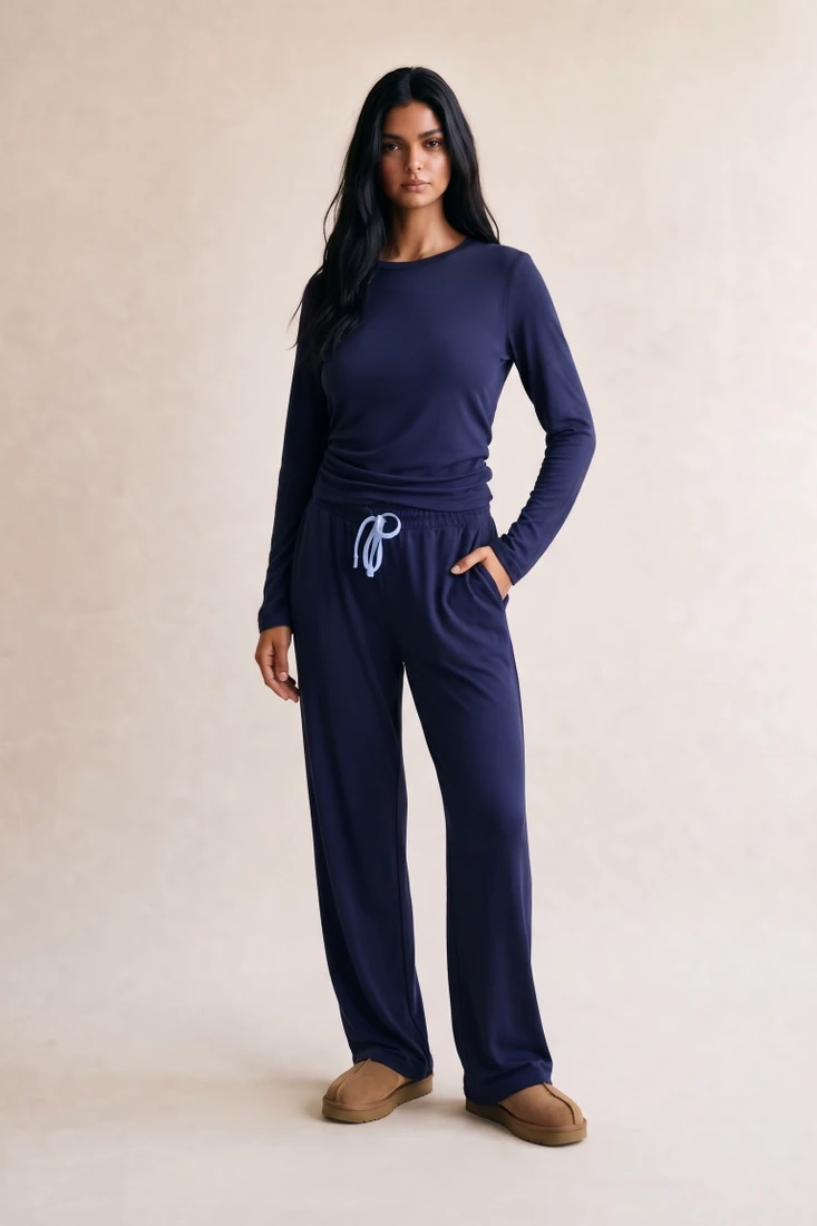 Ruched Puff Shoulder Loungewear Set