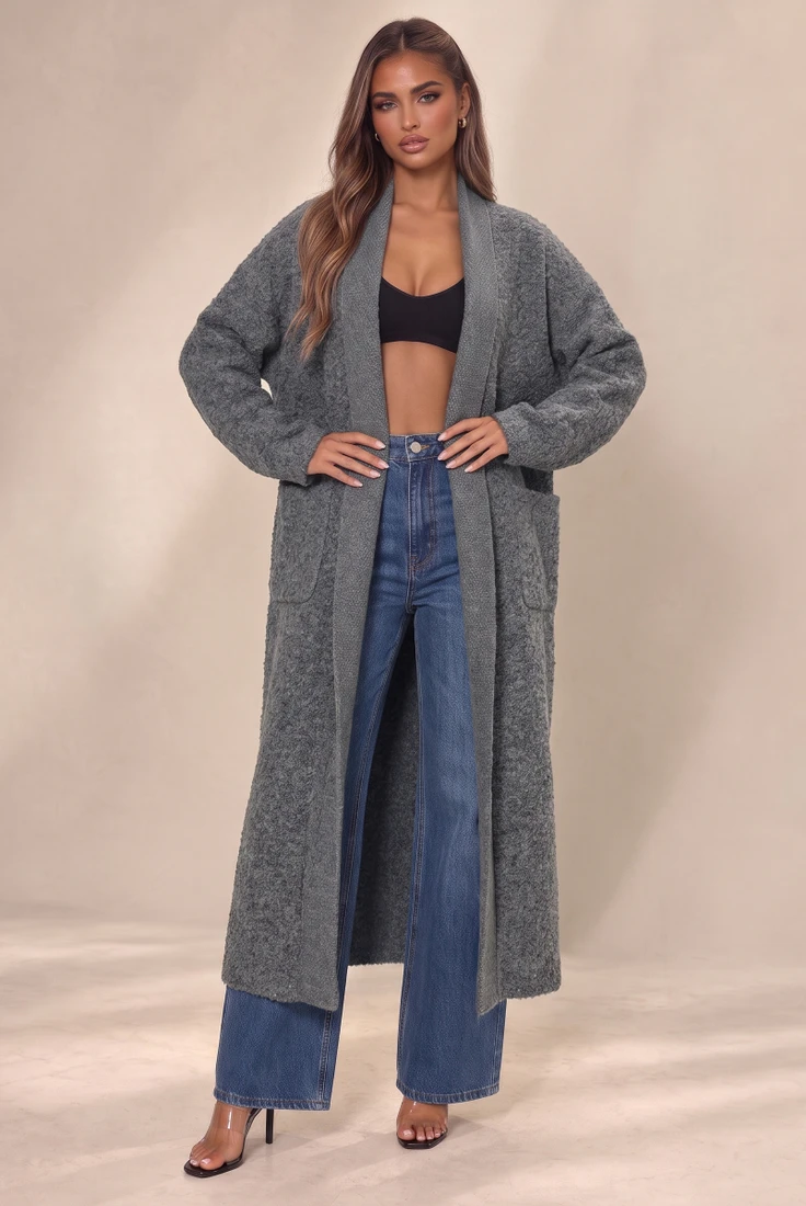 Boucle Patch Pocket Open Cardigan