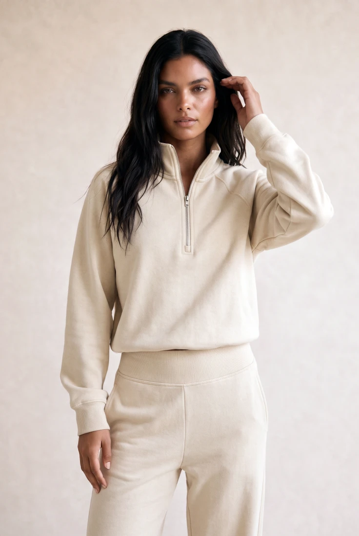 Paneled Half Zipper Jumper