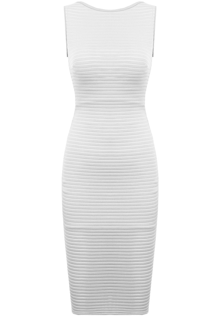 Cream Cut Out Back Ripped Bodycon Midi Dress