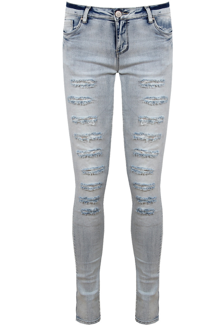 Blue Ripped Acid Washed Skinny Jeans