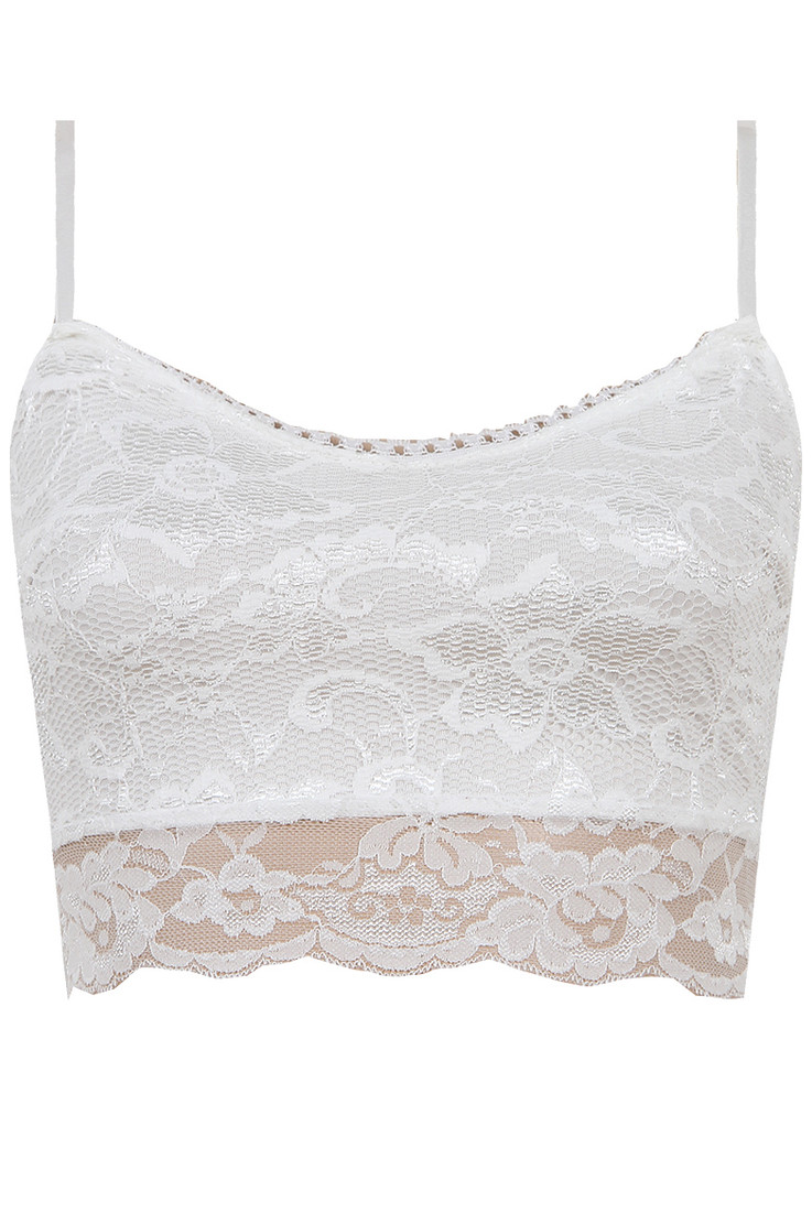 Cream Floral Lace Detailed Sleeveless Tops