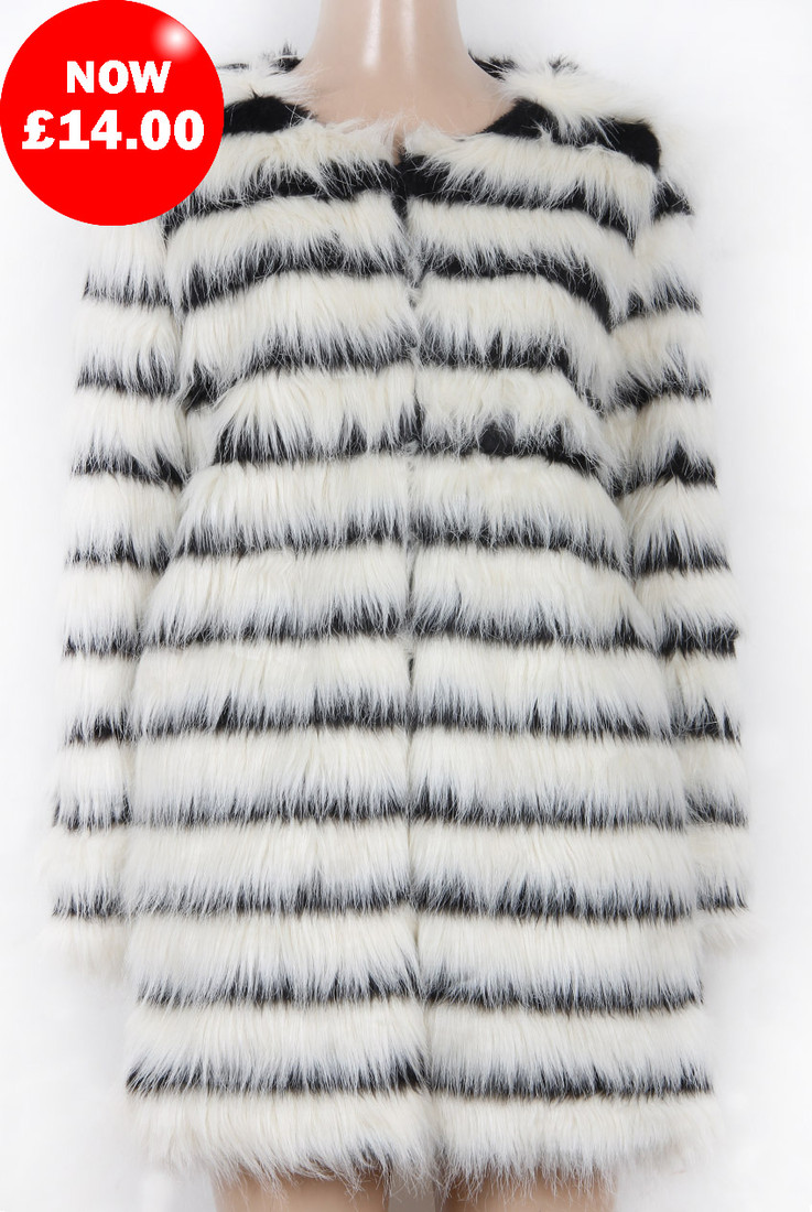 Monochrome Lined Soft Fur Coat