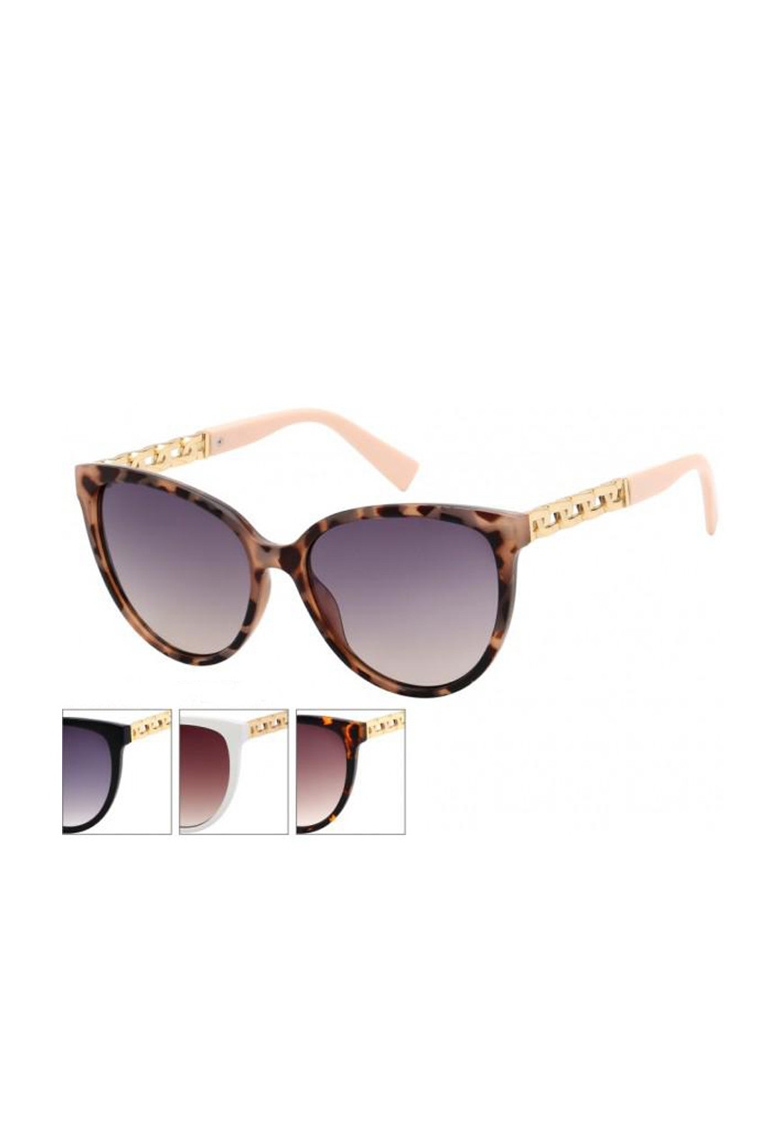 Oversized Cat Eye Sunglasses With Arm Chain Detail