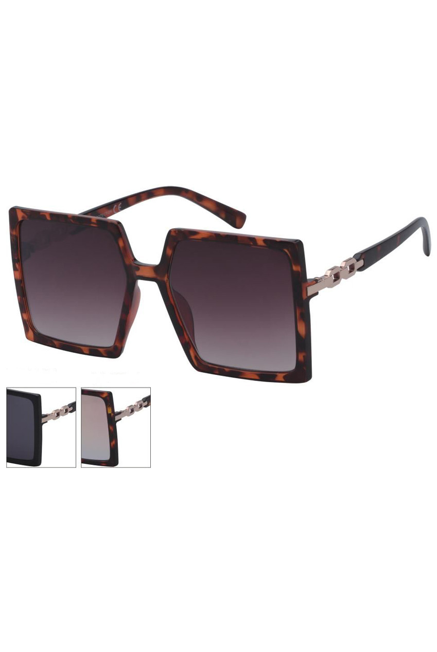 Oversized Square Sunglasses With Chain Detail