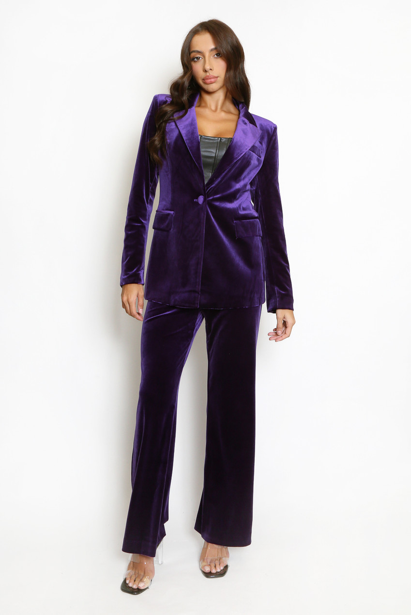 Riolio Shiny Purple One Button Velvet Blazer Jacket Men 2Spring New Slim Fit Club Party Wedding Dress Blazers Male Blazer Masculino
