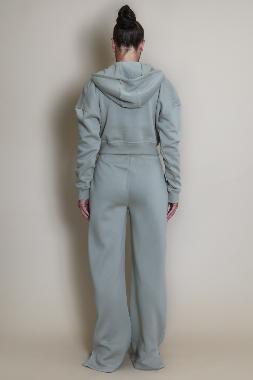 Solid Front Open Hooded Sweatshirt with Jogger