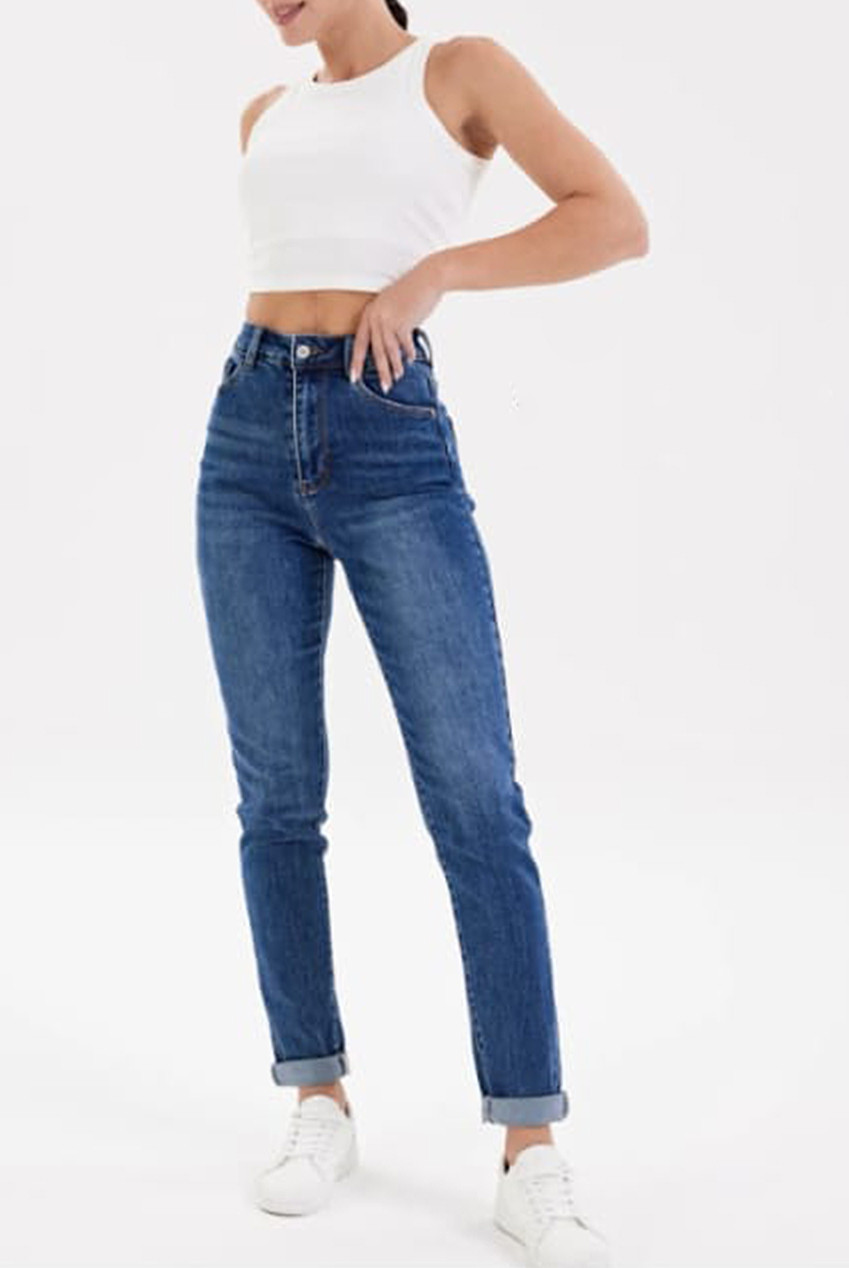 Dark Denim High Waisted Mom Fit Jeans