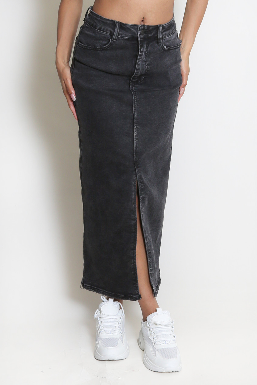 DESIGNERS REMIX MAYA FRONT SLIT SKIRT - Jupe trapèze - black/noir