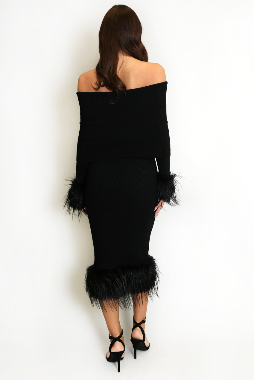 Fur Bardot Dress Brown HV1990 main image 1