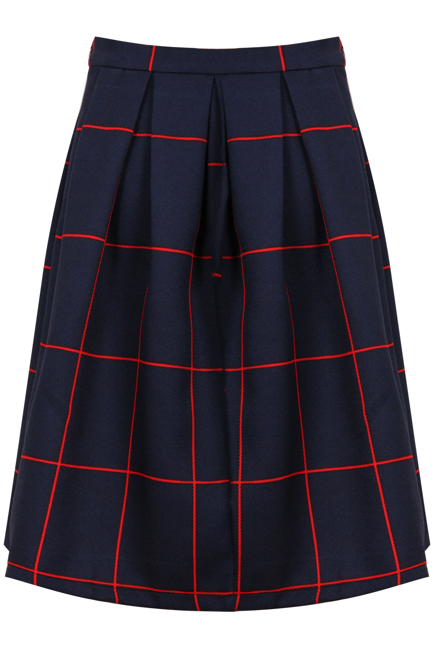 navy flared skirt