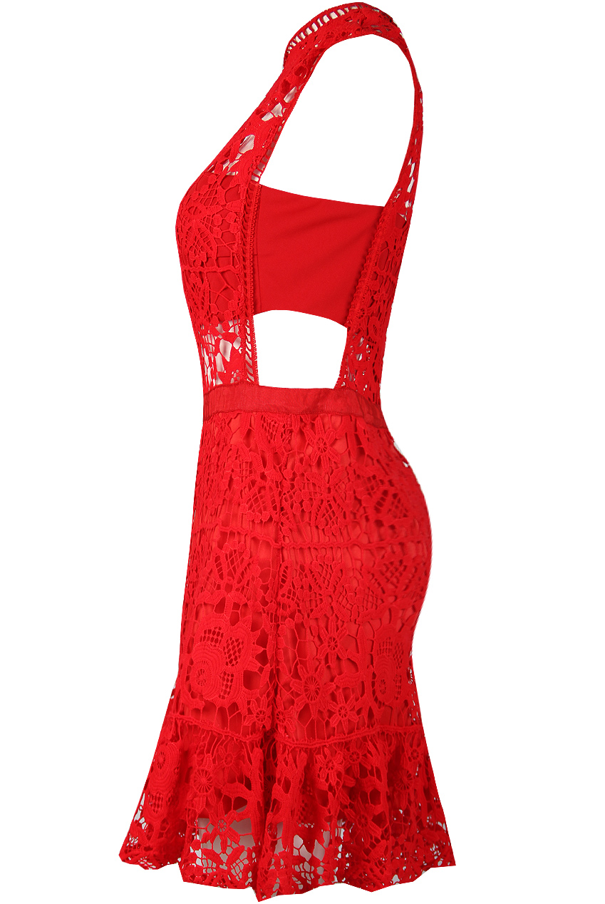 ワンピース S cutting lace dress theredthread Elidi Off-The-Shoulder Lace Dress