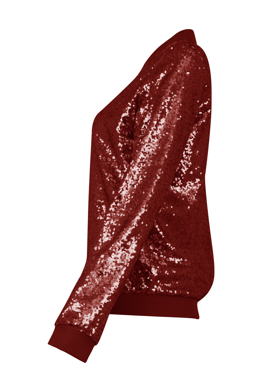 Game Winner Sequin Bomber Jacket in Burgundy - Frock Candy