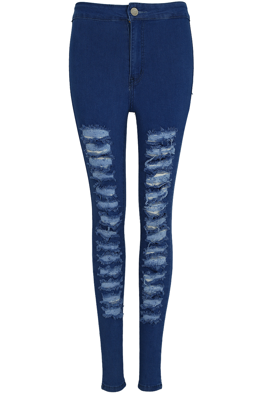 Denim Shredded Skinny Jeans Buy Fashion Wholesale in The UK