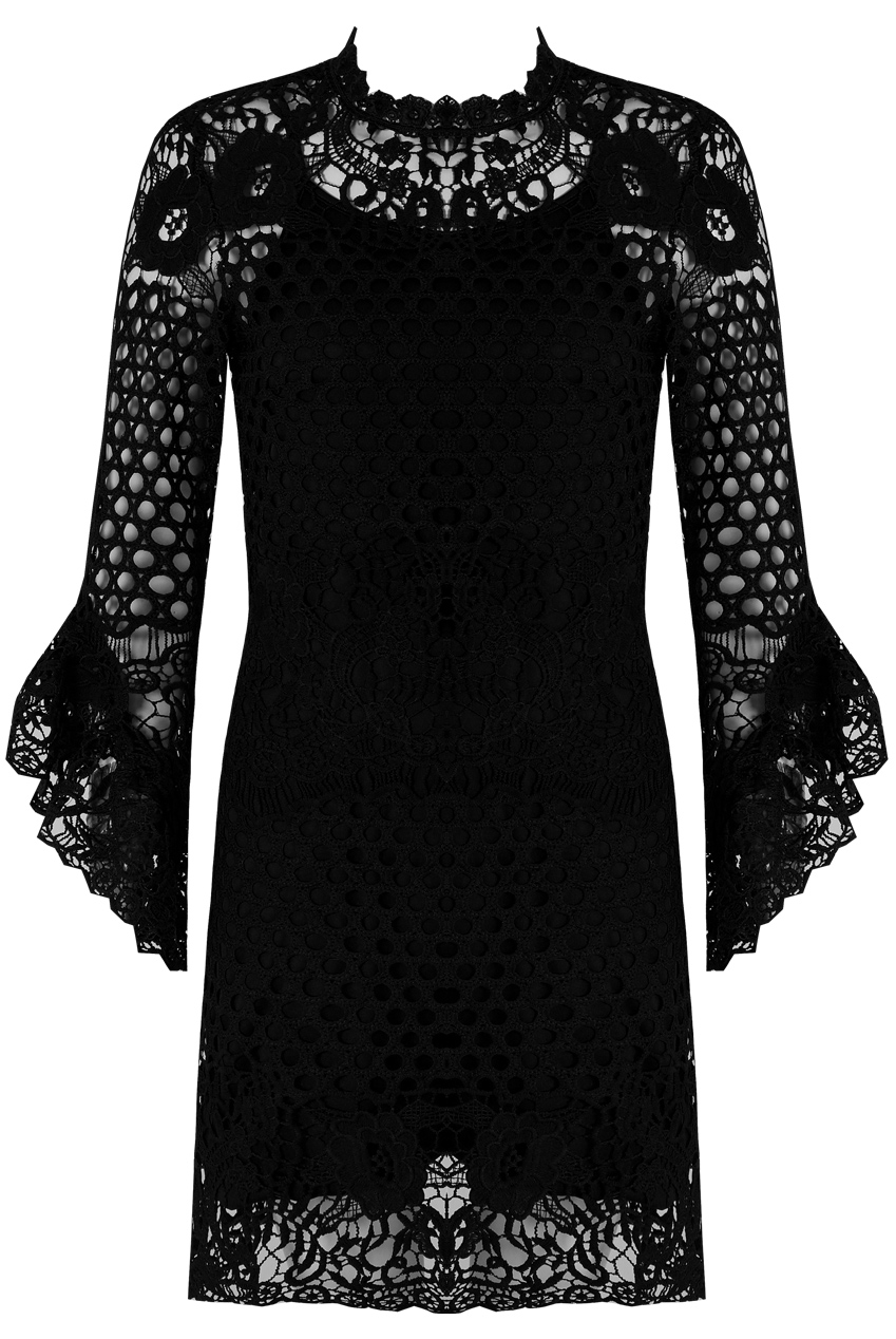 slim fit dress slacks Crochet Contrast Ruffle Sleeve Dress– pītusa