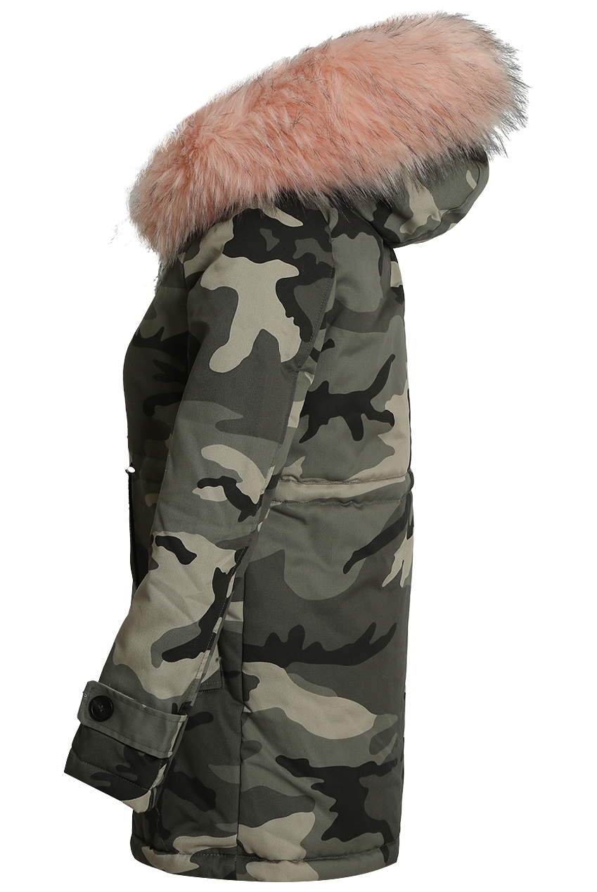 Camouflage Parka Coat with Fur Hood - Buy Fashion Wholesale in The UK