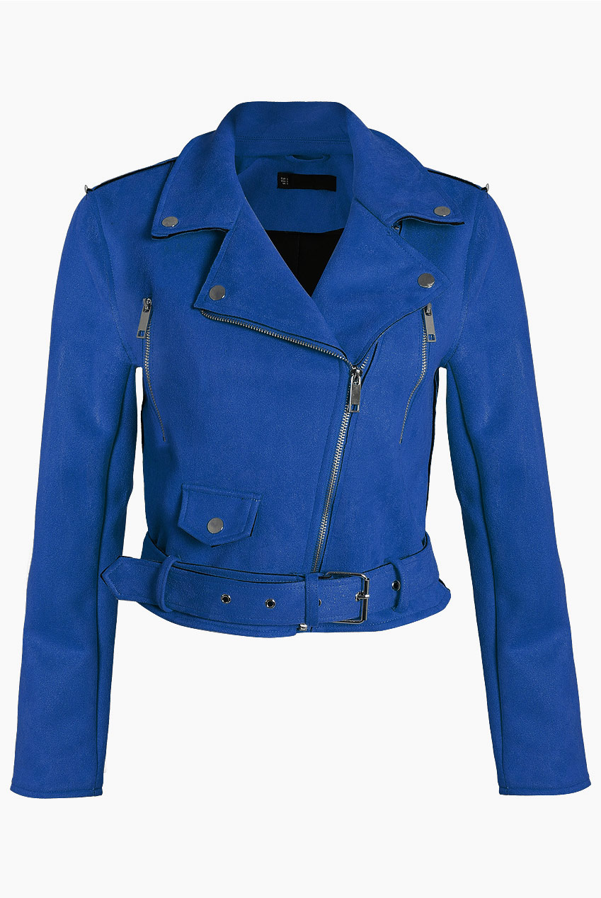 Faux Suede Cropped Biker Jacket - Buy Fashion Wholesale in The UK